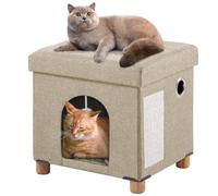 BRIAN & DANY Lit pour Chat Pliable, Niche Chat avec Planche à Grattoir et Balle, 37 x 31,8 x 36 cm
