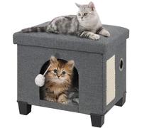 BRIAN & DANY Lit pour Chat Pliable, Niche Chat avec Planche à Grattoir et Balle, 45 x 37.5 x 38 cm