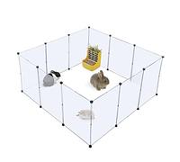 BRIAN & DANY Parc pour Enclos Lapin Interieur, Stylo Clôture Modulable Portable en Plastique pour Lapin, Hamster, Chiot, Cochon, 12 Panneaux, 203 x 101 x 71 cm, Fumée