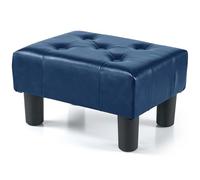 BRIAN & DANY Petit repose-pieds en cuir synthétique avec pieds, repose-pieds pour salon, repose-pieds ottoman, siège supplémentaire pour entrée, bleu