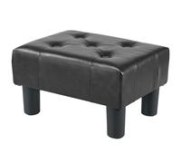 BRIAN & DANY Petit repose-pieds en cuir synthétique avec pieds, repose-pieds pour salon, repose-pieds supplémentaire pour entrée, noir