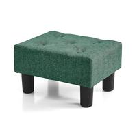 BRIAN & DANY Petit repose-pieds en lin avec pieds, repose-pieds pour salon, repose-pieds ottoman, siège supplémentaire pour entrée, vert