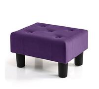 BRIAN & DANY Petit repose-pieds ottoman, repose-pieds en bois et velours avec pieds en plastique, repose-pieds de canapé, siège supplémentaire pour salon, entrée, bureau, violet