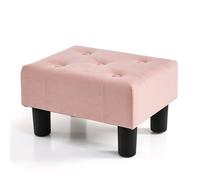 BRIAN & DANY Petit repose-pieds ottoman, repose-pieds en bois et velours avec pieds en plastique, repose-pieds de canapé, siège supplémentaire pour salon, entrée, bureau, rose