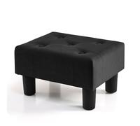BRIAN & DANY Petit repose-pieds ottoman, repose-pieds en bois et velours avec pieds en plastique, repose-pieds de canapé, siège supplémentaire pour salon, entrée, bureau, noir