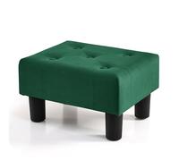 BRIAN & DANY Petit repose-pieds ottoman, repose-pieds en bois et velours avec pieds, repose-pieds pour canapé, siège supplémentaire pour salon, entrée, bureau, vert
