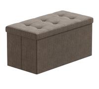 BRIAN & DANY Pouf Coffre de Rangement Boîte Tabouret Pliant Banc Pouf de Pliable Tissu en Lin, 76 x 38 x 38 cm, Brun