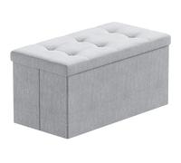BRIAN & DANY Pouf Coffre de Rangement Boîte Tabouret Pliant Banc Pouf de Pliable Tissu en Lin, 76 x 38 x 38 cm, Gris