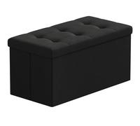 BRIAN & DANY Pouf Coffre de Rangement Boîte Tabouret Pliant Banc Pouf de Pliable Tissu en Lin, 76 x 38 x 38 cm, Noir