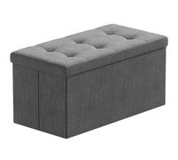 BRIAN & DANY Pouf Coffre de Rangement Boîte Tabouret Pliant Banc Pouf de Pliable Tissu en Lin, 76 x 38 x 38 cm, Gris Foncé