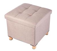 BRIAN & DANY Pouf Coffre de Rangement capacité de Rangement en avec Couvercle, 38 x 38 x 40 cm, Beige