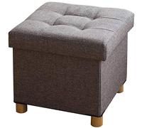 BRIAN & DANY Pouf Coffre de Rangement capacité de Rangement en avec Couvercle, 38 x 38 x 40 cm, Gris