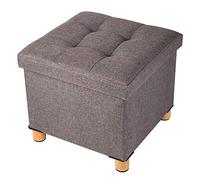 BRIAN & DANY Pouf Coffre de Rangement capacité de Rangement en avec Couvercle, 38 x 38 x 40 cm, Marron