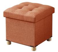 BRIAN & DANY Pouf Coffre de Rangement capacité de Rangement en avec Couvercle, 38 x 38 x 40 cm, Orange