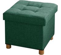 BRIAN & DANY Pouf Coffre de Rangement capacité de Rangement en avec Couvercle, 38 x 38 x 40 cm, Vert Foncé