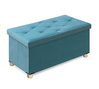BRIAN & DANY Pouf Rangement Pliable, Banc de Rangement avec Couvercle, Tabouret Coffre en Velours Repose-Pieds pour Salon Chambre Entrée, 76 x 38 x 38 cm, Vert