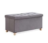 BRIAN & DANY Pouf Rangement Pliable, Banc de Rangement avec Couvercle, Tabouret Coffre en Velours Repose-Pieds pour Salon Chambre Entrée, 76 x 38 x 38 cm, Gris
