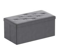 BRIAN & DANY Pouf Rangement Pliable, Coffre de Rangement Repose Pieds et Bout de Lit, Banc Coffre en Velours avec Couvercle, Tabouret pour Salon Chambre Entrée, 80x 40x 40cm, Gris