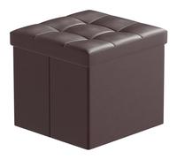 BRIAN & DANY Pouf Rangement Pliable, Cube Tabouret de Rangement avec Couvercle, Petit Pouf Coffre en Cuir pour Chambre Salon Repose, 38 x 38 x 38 cm, Brun