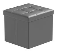 BRIAN & DANY Pouf Rangement Pliable, Cube Tabouret de Rangement avec Couvercle, Petit Pouf Coffre en Cuir pour Chambre Salon Repose, 38 x 38 x 38 cm, Gris