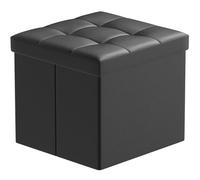 BRIAN & DANY Pouf Rangement Pliable, Cube Tabouret de Rangement avec Couvercle, Petit Pouf Coffre en Cuir pour Chambre Salon Repose, 38 x 38 x 38 cm, Noir