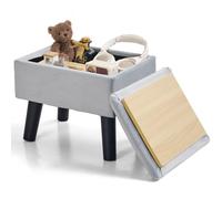 BRIAN & DANY Repose-pieds ottoman rectangulaire en velours avec espace de rangement, repose-pieds avec pieds pour canapé, salon, entrée, bureau, gris
