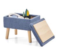 BRIAN & DANY Repose-pieds ottomane rectangulaire en polaire avec espace de rangement, repose-pieds avec pieds pour canapé, salon, entrée, bureau, bleu