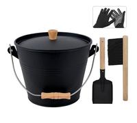 BRIAN & DANY Seau a Cendre avec Couvercle, 5L Seau à Cendres pour Cheminée avec Pelle et Brosse