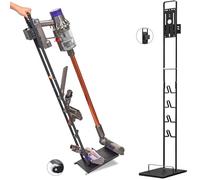 BRIAN & DANY - Support Aspirateur Organisateur Métallique avec Roulettes - Compatible avec Dyson V15, V12, V11, V10, V8, V7, V6 , Noir