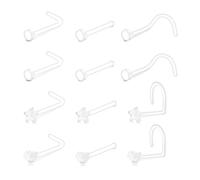 Briana Williams Clous de nez transparents de rétention Bioflex pour cacher le piercing à l'école et au travail en forme de L Clou de nez Pin d'os Vis 20G 18G, 7mm x 2mm