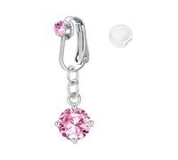 Briana Williams Faux Percing au Nombril Clip Fake Anneaux Ventre avec Pendentif Pas de Piercing Zircon Rose