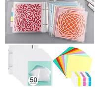 Briartw Classeur de rangement pour biscuits - Pochoirs de 15,2 x 15,2 cm, pochoirs de découpes, scrapbooking, rangement de tampons transparents - Comprend 1 couverture, 50 pochettes, 50 feuilles de