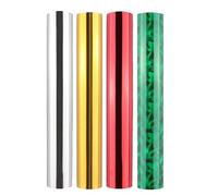 Briartw Glimmer Lot de 4 rouleaux de papier d'aluminium pour travaux manuels, lot varié de vacances activé par la chaleur pour système de papier d'aluminium chaud/stylo en aluminium, rouleau de papier