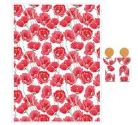 Briartw Lot de 10 feuilles de papier de transfert en argile polymère motif coquelicot rouge, 10 x 14,8 cm, feuilles de transfert en argile polymère pour la fabrication de bijoux en argile