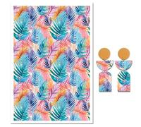 Briartw Lot de 10 feuilles de papier transfert en argile polymère - Motif de tapisserie de feuilles tropicales - Par feuille - 14,8 x 10 cm - Feuilles de transfert solubles dans l'eau - Autocollants