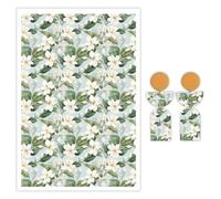 Briartw Lot de 10 feuilles de papier transfert en argile polymère - Motif fleurs blanches - Par feuille - 14,8 x 10 cm - Feuilles de transfert jetables solubles dans l'eau pour la fabrication de