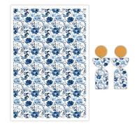 Briartw Lot de 10 feuilles de papier transfert en argile polymère - Motif floral bleu et blanc - Par feuille - 14,8 x 10 cm - Feuilles de transfert jetables solubles dans l'eau pour la fabrication de