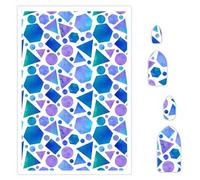 Briartw Lot de 10 feuilles de papier transfert en argile polymère - Motif géométrique de gemmes bleues - Par feuille - 14,8 x 10 cm - Feuilles de transfert jetables solubles dans l'eau pour la