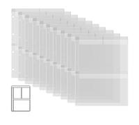 Briartw Lot de 10 pochettes de protection avec trois poches, pour classeur A4 à 4 trous pour le rangement de matrices et de timbres, sacs transparents en PVC imperméable pour le stockage de