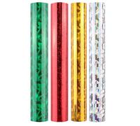 Briartw Lot de 4 feuilles d'aluminium activées par la chaleur pour système de feuille à chaud scintillant/stylo à feuille thermique, lot de rouleaux de papier d'aluminium à chaud pour travaux manuels,