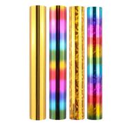 Briartw Lot de 4 rouleaux de papier d'aluminium brillant pour travaux manuels, doré et multicolore arc-en-ciel activé par la chaleur pour système de feuille chaude scintillante/stylo à feuille