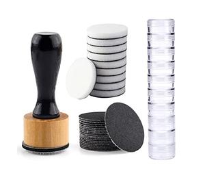 Briartw Lot de 41 mini outils de mélange d'encre, 10 mousses plates, 20 disques abrasifs et 10 pots ronds empilables, papier abrasif à grain moyen offrant la friction idéale pour travailler sur du