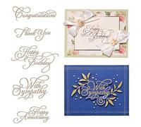 Briartw Lot de 5 plaques en aluminium avec inscription « Happy Birthday Thank You Congratulations with Sympathy Happy Anniversary » pour bricolage, scrapbooking, gaufrage, cartes, travaux manuels