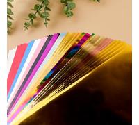 Briartw Lot de 50 feuilles de papier d'aluminium chaud de 20 x 29 cm, 16 couleurs, papier d'aluminium réactif au toner par imprimante laser et plastifieuse pour scrapbooking, loisirs créatifs,