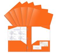 Briartw Lot de 6 dossiers de poche orange avec attaches parisiennes, format lettre, lumineux et amusant pour l'organisation des étudiants, l'école primaire, l'école à la maison, les devoirs créatifs