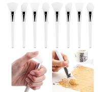 Briartw Lot de 8 pinceaux blancs en silicone - 4 styles de spatules - Pinceaux réutilisables en résine époxy - Pour mélanger les peintures acryliques et les pigments sérigraphiés