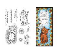 Briartw Tampon en caoutchouc transparent avec motif chat endormi et chaton - Pour bricolage, scrapbooking, scrapbooking, fabrication de cartes, album d'art, décoration, carte cadeau, 15,2 x 20,3 cm