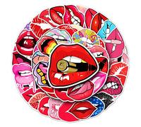 Bric dodo Lot de 50 autocollants à lèvres pour bouteilles d'eau pour ordinateur portable, téléphone, guitare, skateboard, ordinateur portable, valise, vélo, en vinyle, imperméable, enfants, adultes