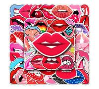 Bric dodo Lot de 50 autocollants à lèvres rouges pour ordinateur portable, voiture, scrapbooking, téléphone, skateboard, valise, bagage, vélo, adultes, enfants