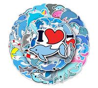 Bric Dodo Lot de 50 autocollants dauphin pour bouteilles d'eau pour ordinateur portable téléphone guitare skateboard valise vélo dauphin vinyle autocollants imperméables esthétiques pour adolescents,